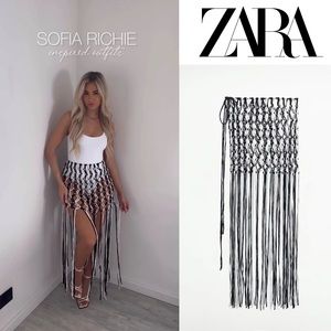 NWT Zara fringed macramés skirt